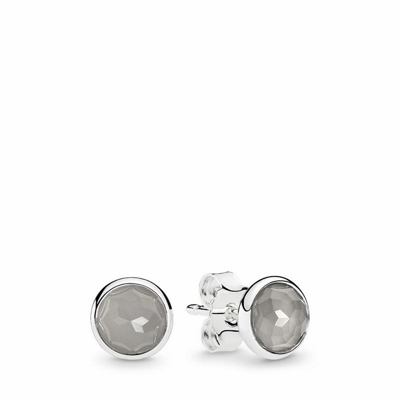 Pandora June Droplets Stud Earrings Ireland - Sterling Silver/Grey/Moonstone - 807461CPI